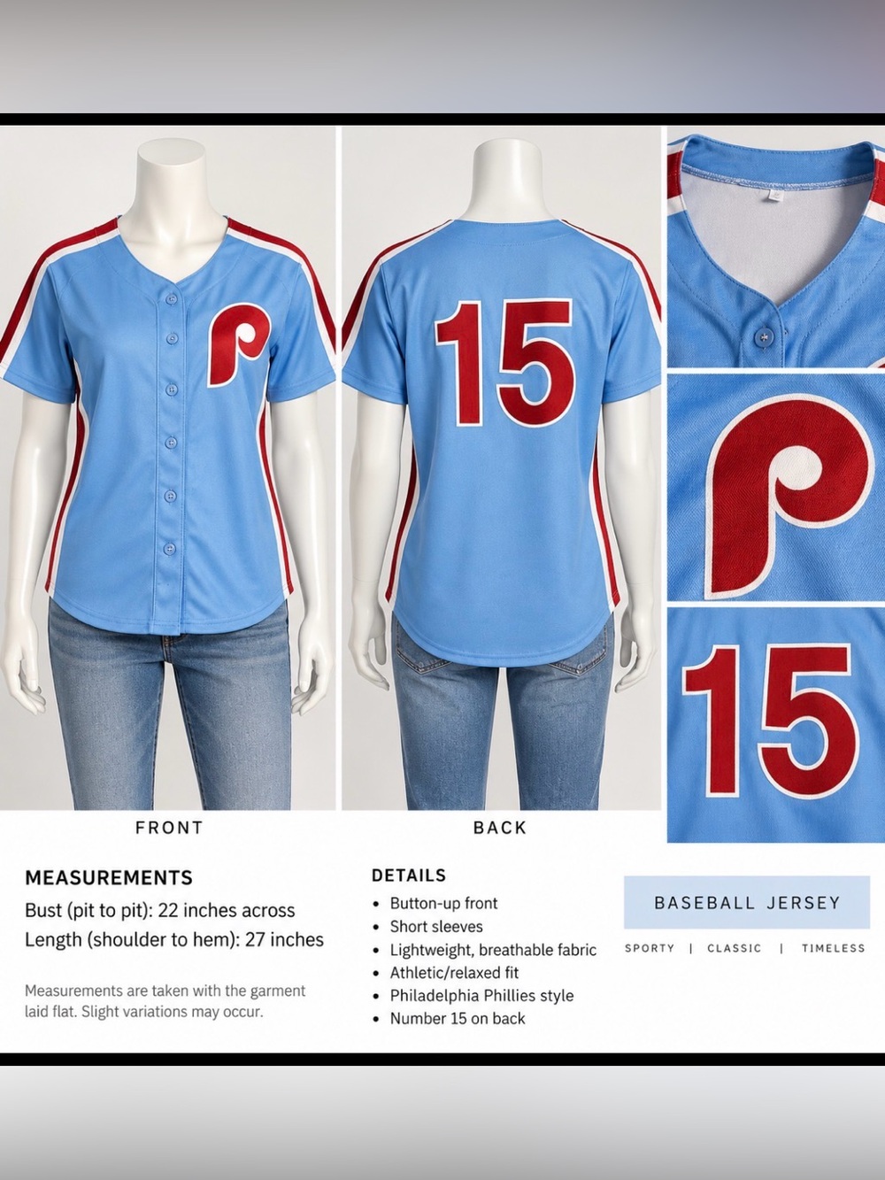 Customized Women’s Phila Inspired Buttoned Jersey, Size M/L